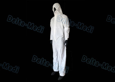 백색 SF 처분할 수 있는 두건이 있는 작업복, 반대로 물 처분할 수 있는 안전 작업복